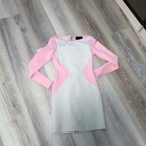 Philipp Plein Pink and Cream Long-Sleeve Bodycon Dress